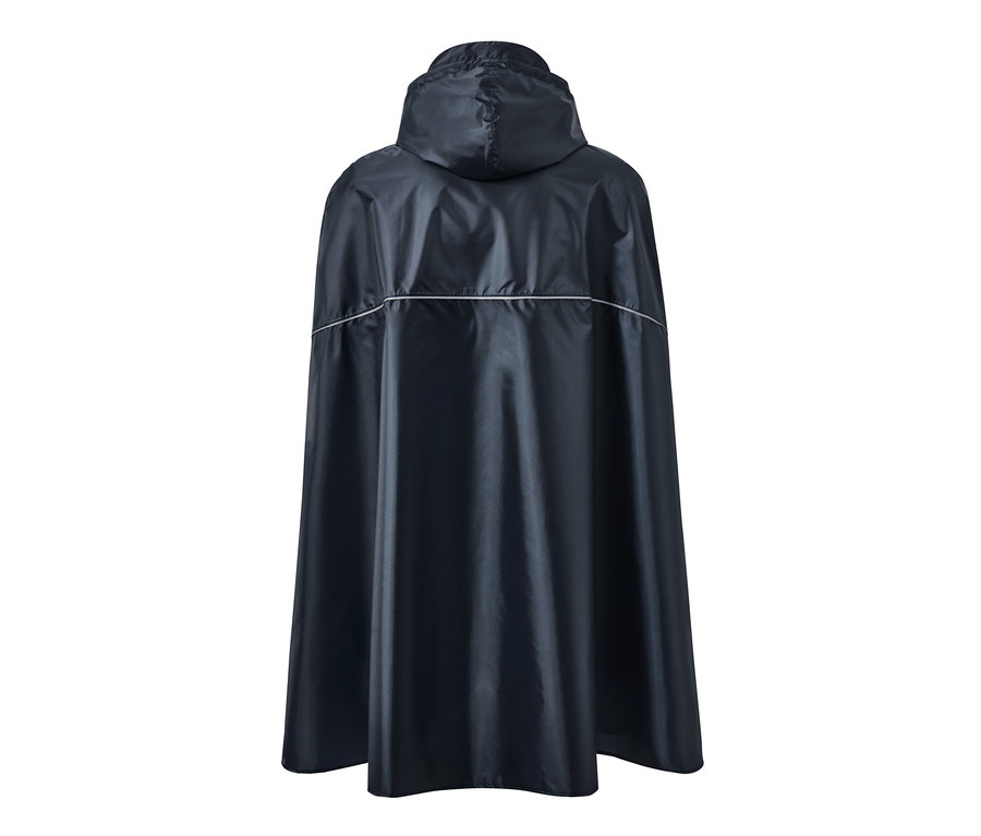 Poncho de pluie unisexe bleu avec capuche.