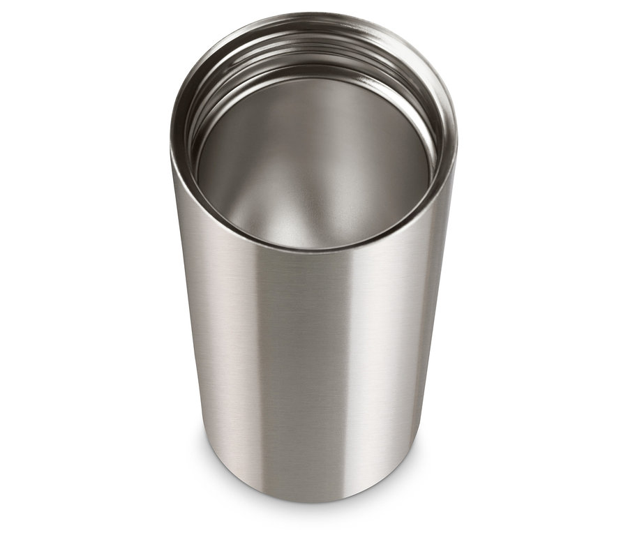 Gobelet à café to-go argenté en inox.