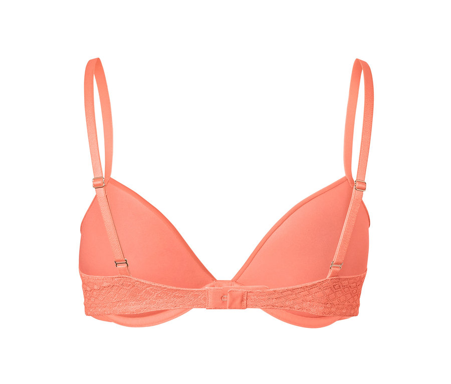 Soutien-gorge push-up corail avec de la dentelle, vue arrière.
