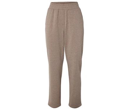 Pantalon de jogging beige avec taille élastique.