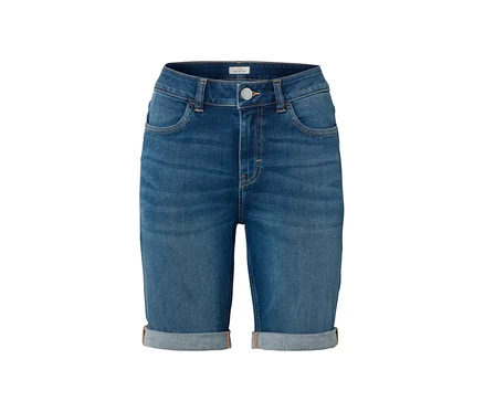 Jeans Bermuda – coupe « Lea », denim bleu moyen.
