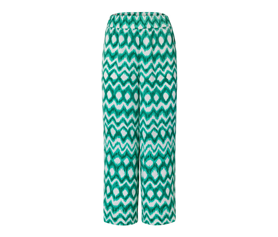 Pantalon en satin imprimé avec taille élastique et jambe large.