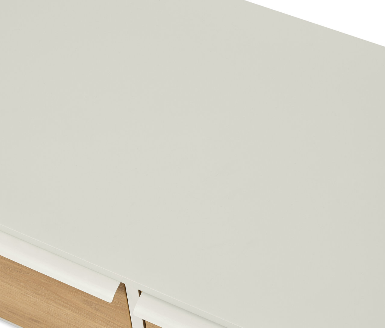 Détail du dessus du banc coffre »LEEG« mit 2 tiroirs.