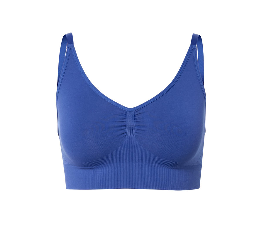 Gros plan d'une brassière de sport Seamless bleue.