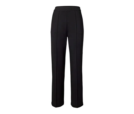 Pantalon noir en jersey avec passepoil.