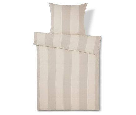 Parure de lit en flanelle noble, beige rayé, taille normale