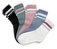 Cinq paires de chaussettes de différentes couleurs (noir, vert, rose, bleu et blanc) avec des rayures sur le bord supérieur.