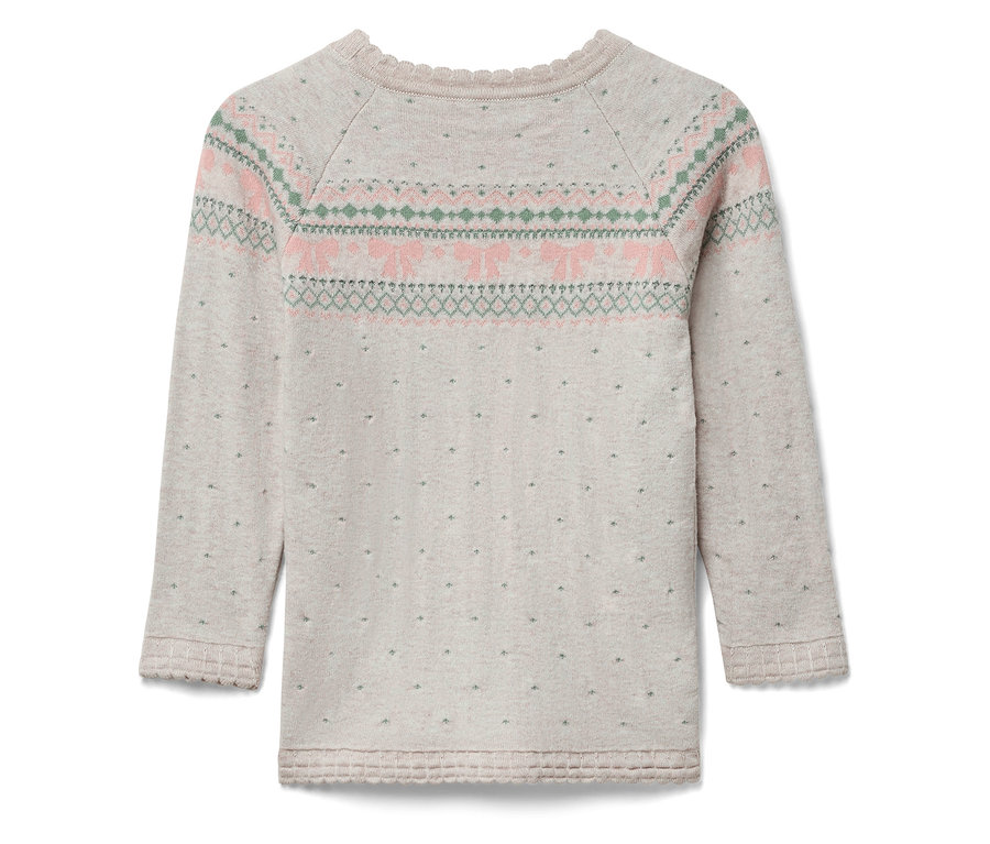 Pull à manches longues avec motif sur le dessus en rose et vert.