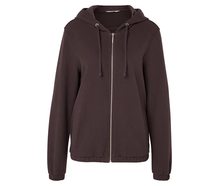Veste à capuche zippée marron.