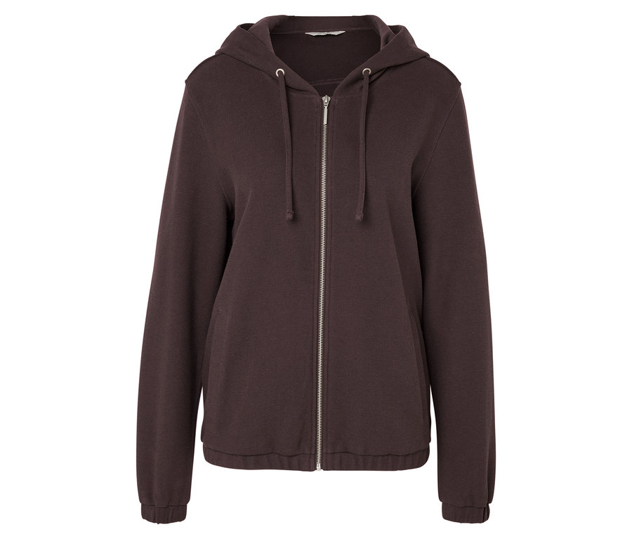 Veste à capuche zippée marron.