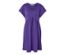 Robe en jersey violette à manches courtes et encolure en V.