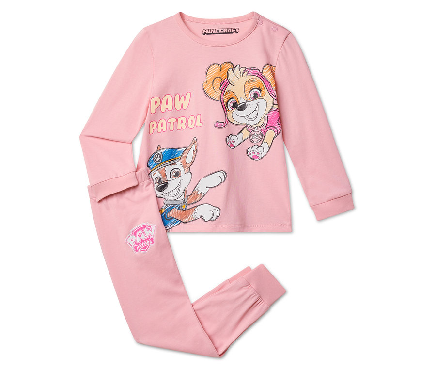 Pyjama rose pour enfant « Paw Patrol » avec motifs de Skye et Chase.