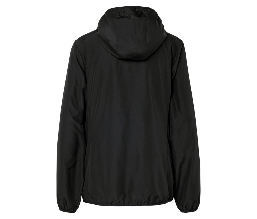 Vue arrière d'une veste à capuche noire.