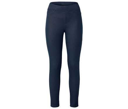 Legging bleu marine avec fausses poches et fausse braguette.