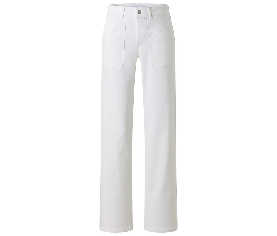 Un pantalon blanc à coupe large avec des poches plaquées.