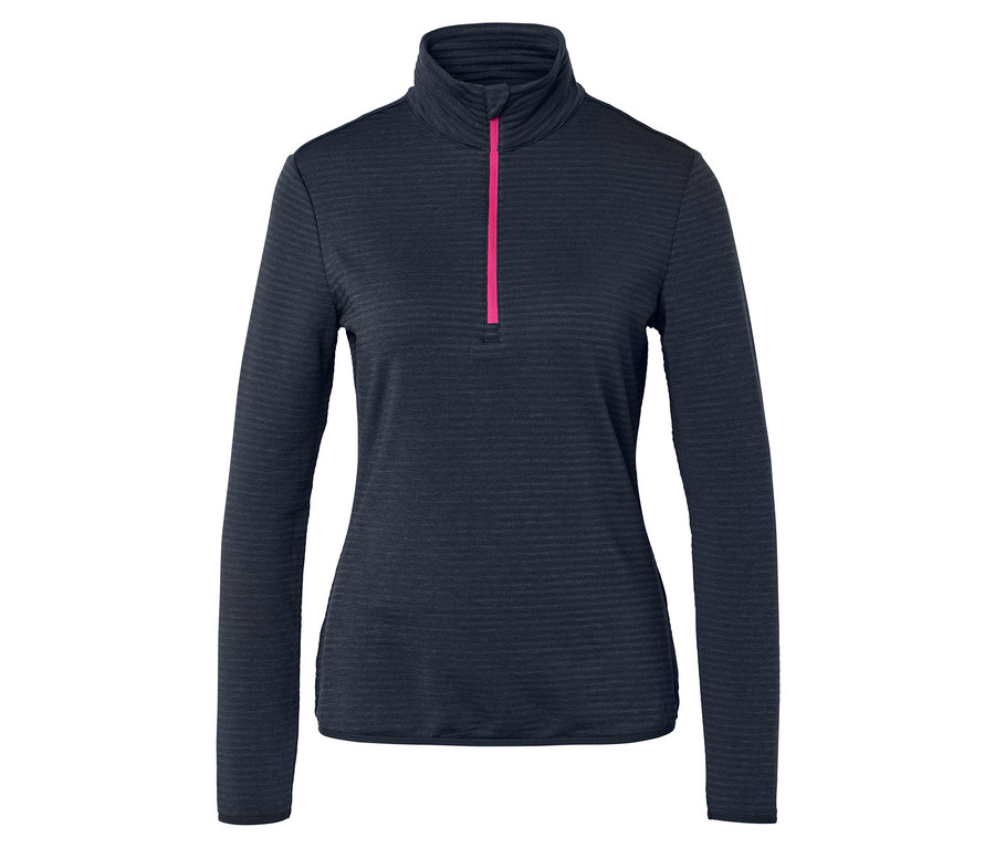 Haut bleu marine à manches longues avec fermeture éclair rose.