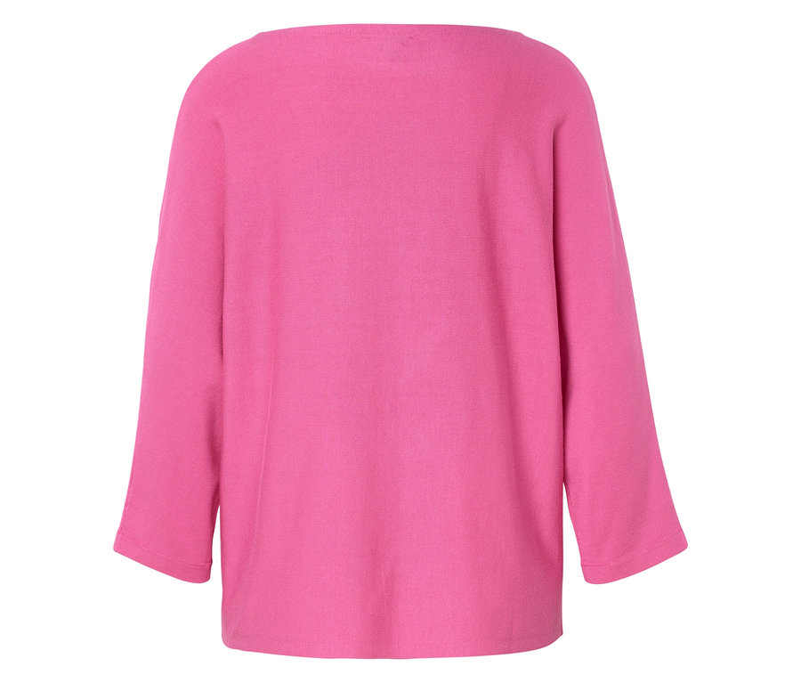 Vue arrière d'un pull rose à manches longues.