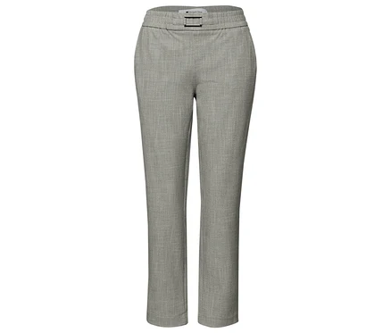 Pantalon de jogging Street One gris avec passants de ceinture et boucle.