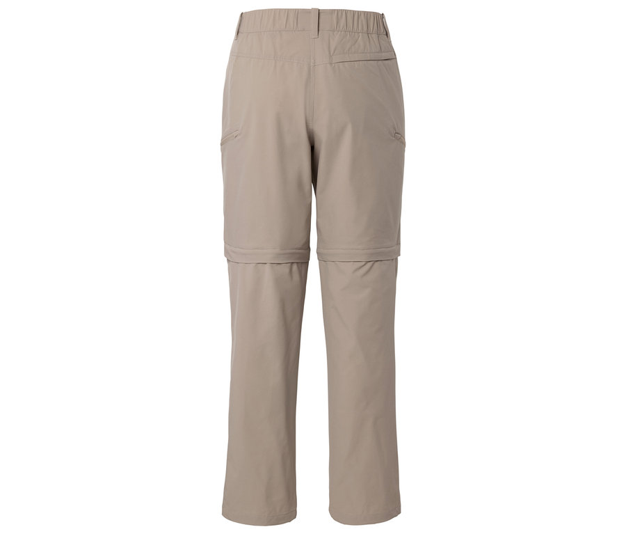 Pantalon de randonnée beige avec jambes amovibles.