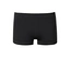 Un boxer noir sans couture, avec une large ceinture élastique et des jambes courtes, posé à plat sur un fond blanc.