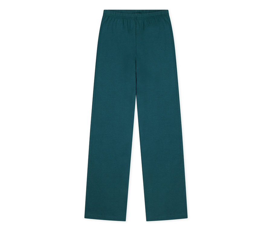 Pantalon de pyjama long vert pétrole foncé, à coupe droite et taille élastique.
