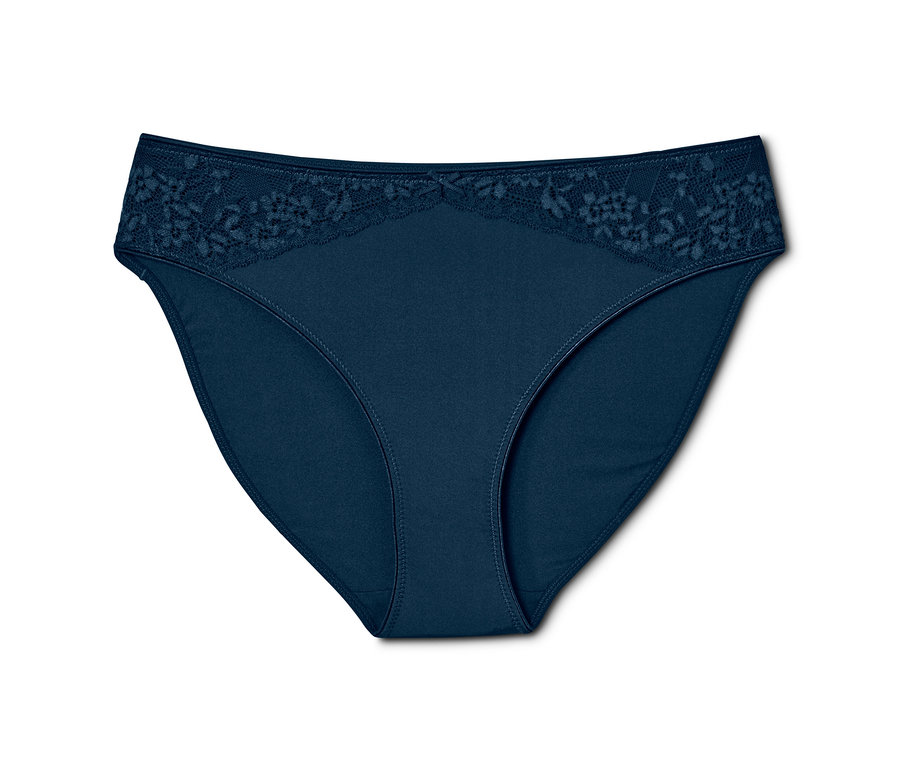 2 slips bleu foncé avec dentelle en haut.
