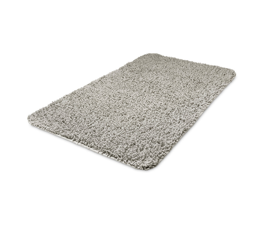 Tapis de bain gris, recyclé, d'environ 70 x 120 cm.