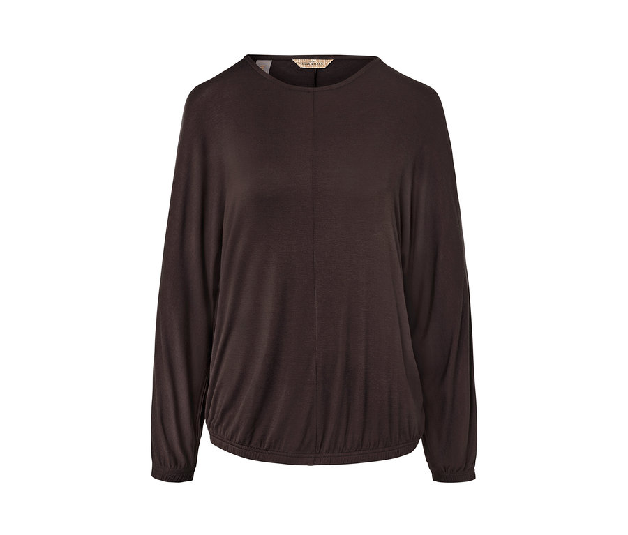 T-shirt manches chauve-souris marron.