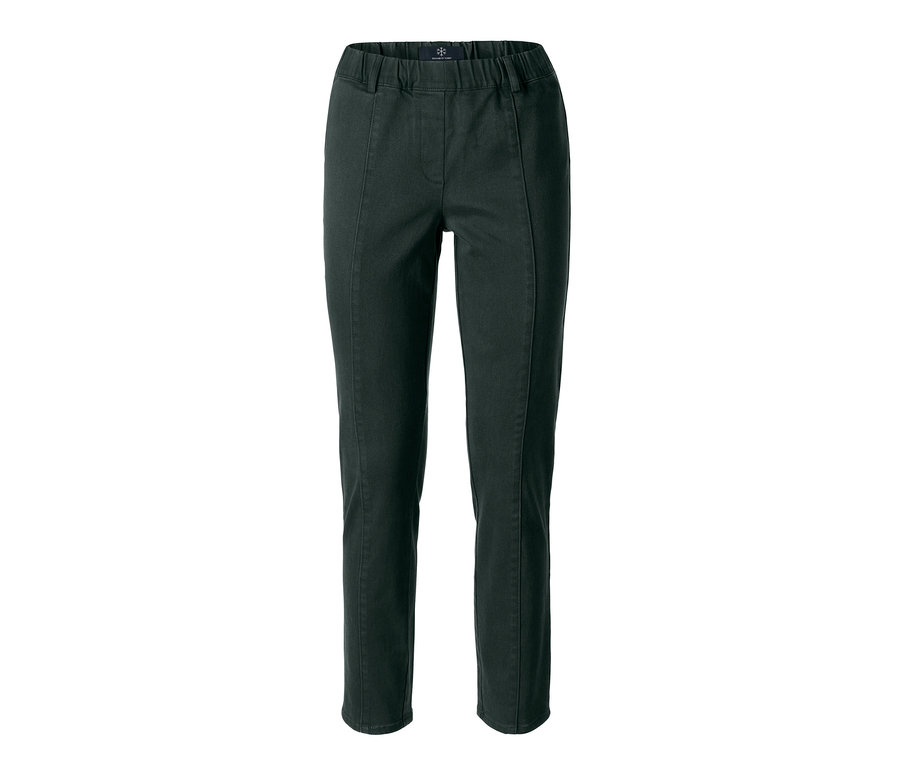 Pantalon twill vert foncé avec ceinture confort.