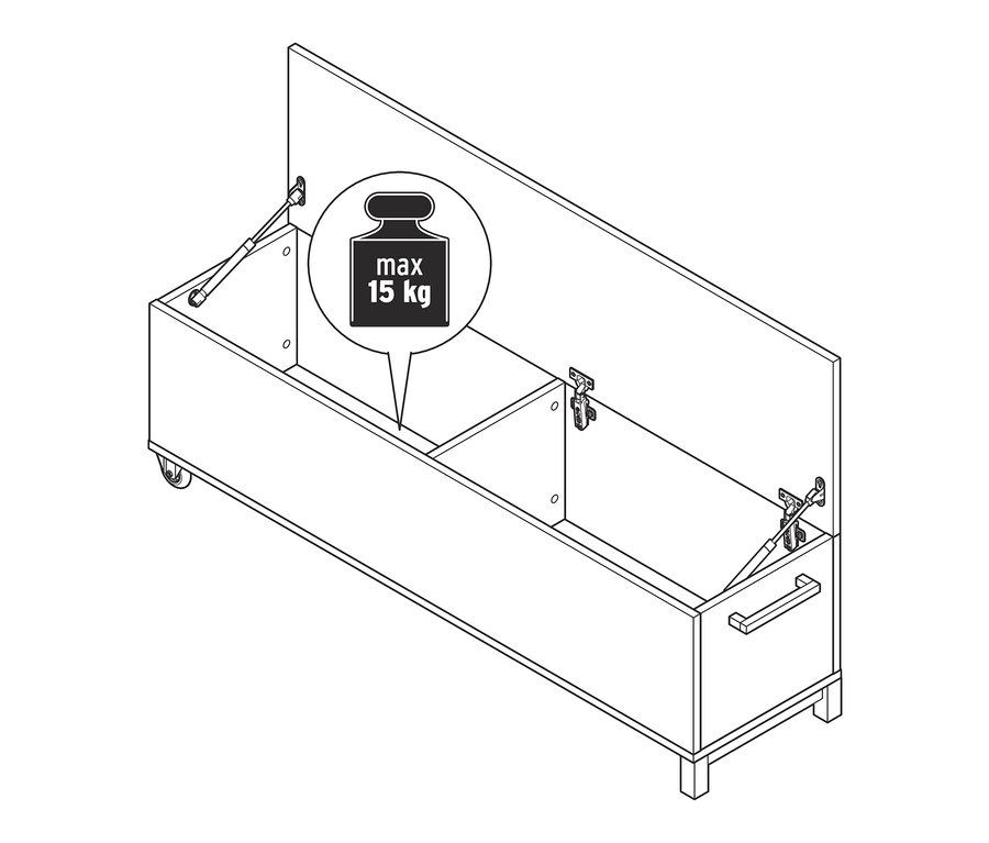 Banc de lit ouvert avec fonction coffre.