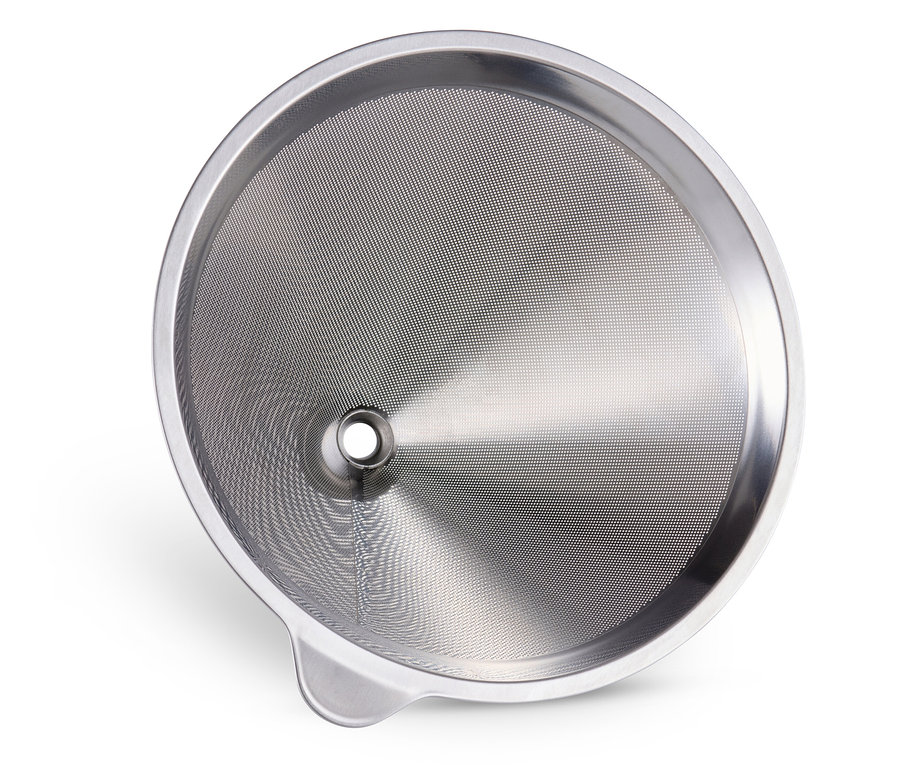 Un filtre en métal BEEM Pour Over, 0,75 l, sur fond blanc.