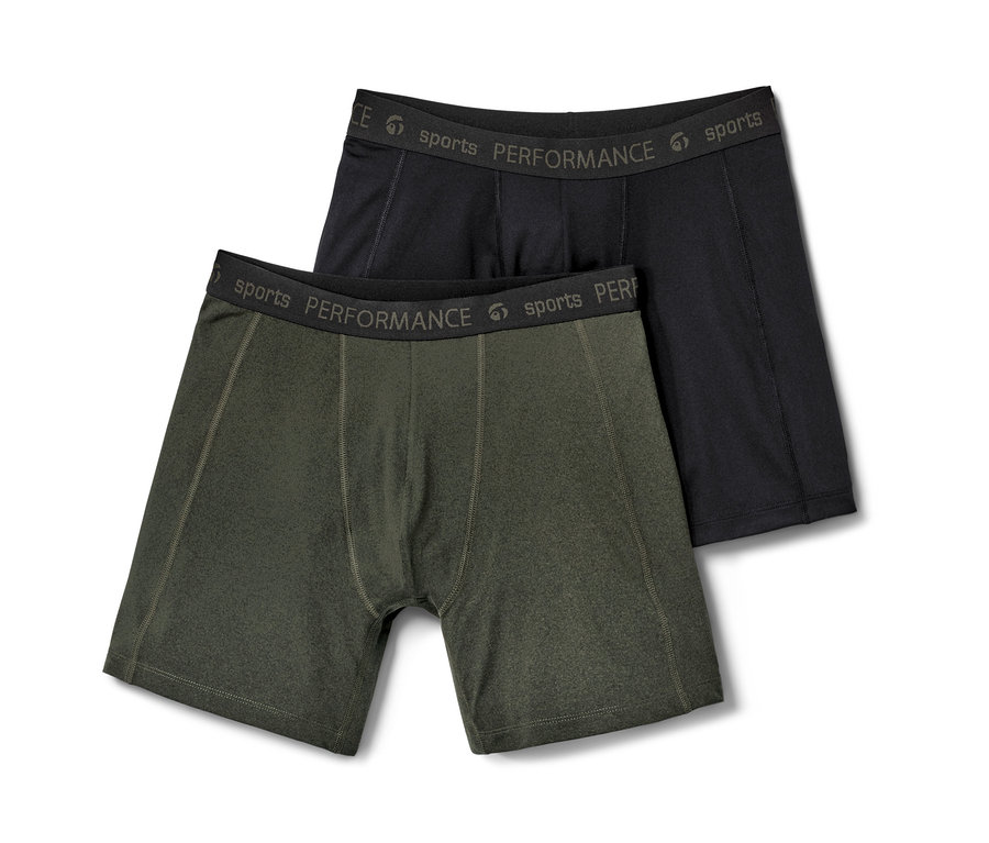 Deux boxers de sport, un noir et un vert.