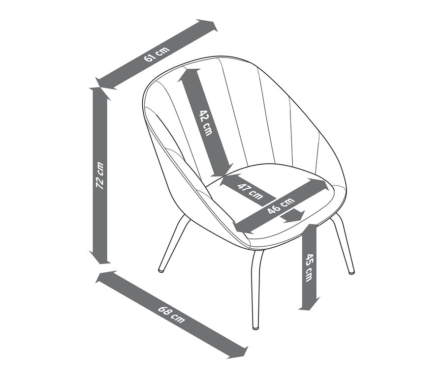 Dimensions d'une chaise rembourrée, gris-vert.