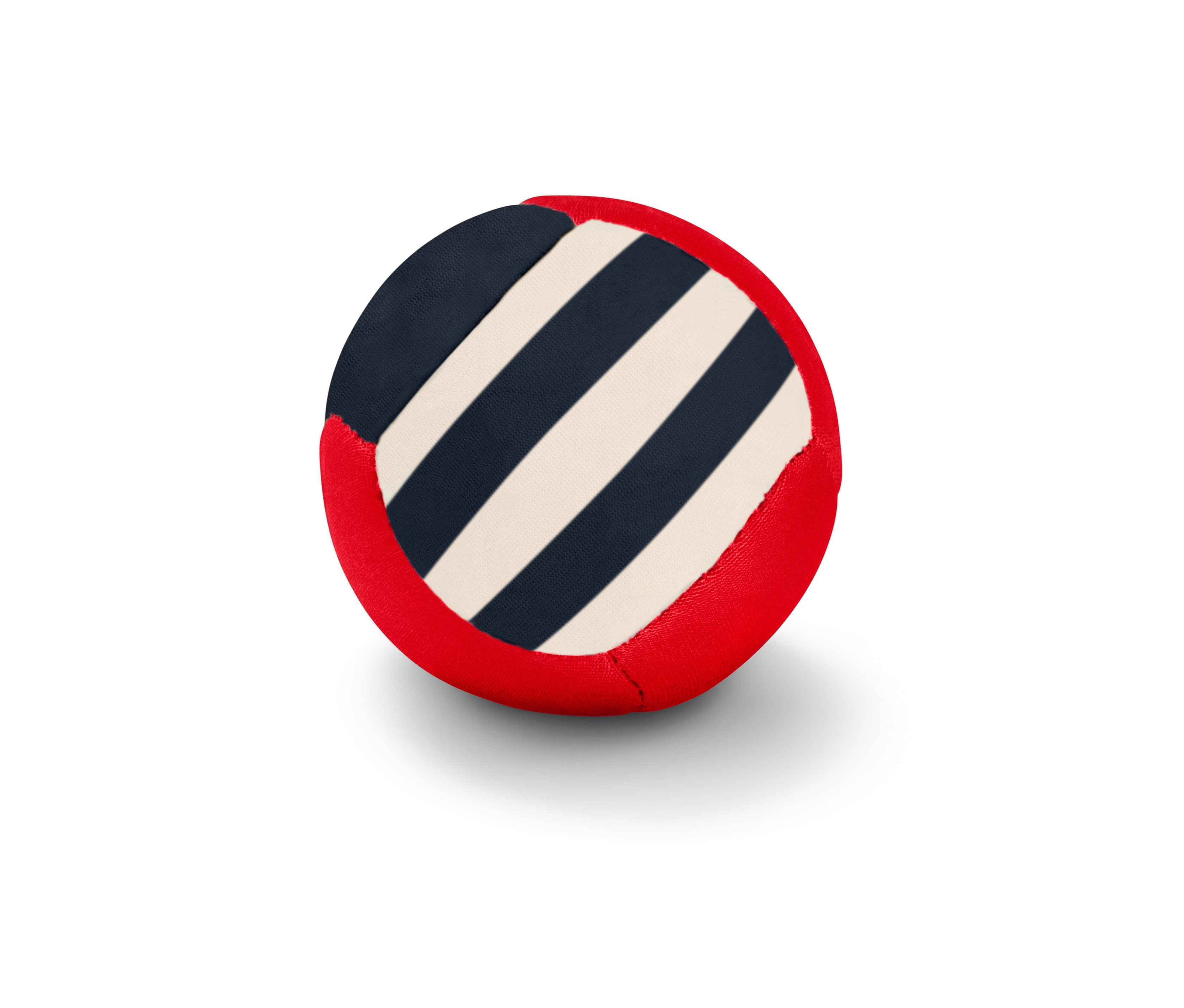 Ballon rebondissant pour l’eau avec bordure rouge et rayures bleues et blanches.