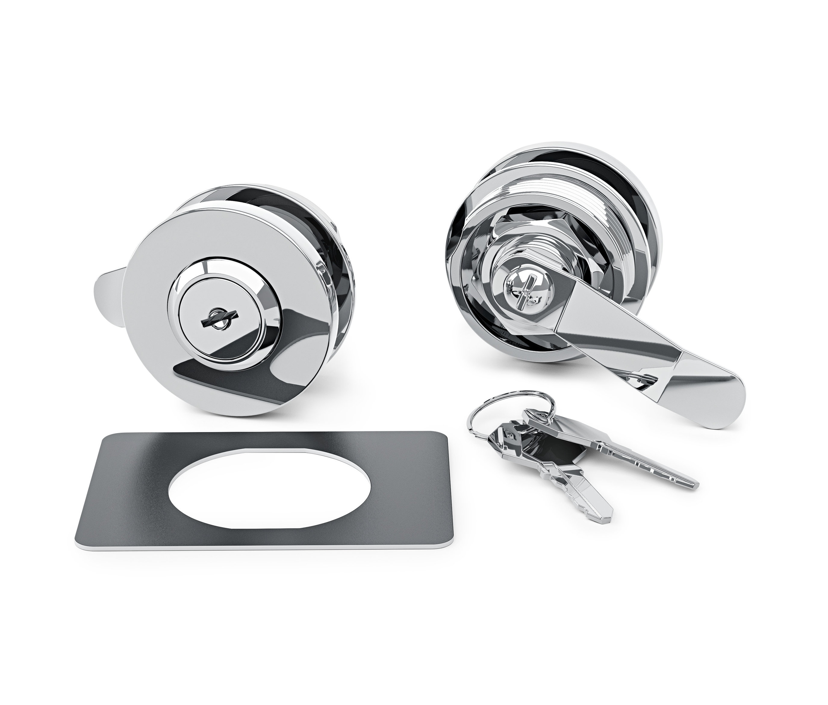 Ensemble complément serrure « CN3 » sur fond blanc.