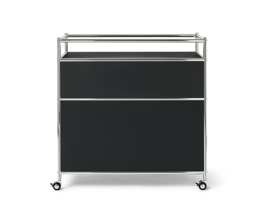 Commode métallique « CN3 » avec 1 tiroir, 1 compartiment à abattant et contour.