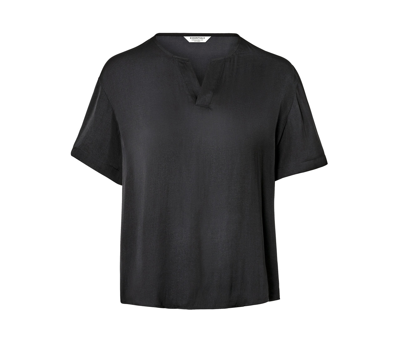 Blouse-tunique noire en satin.