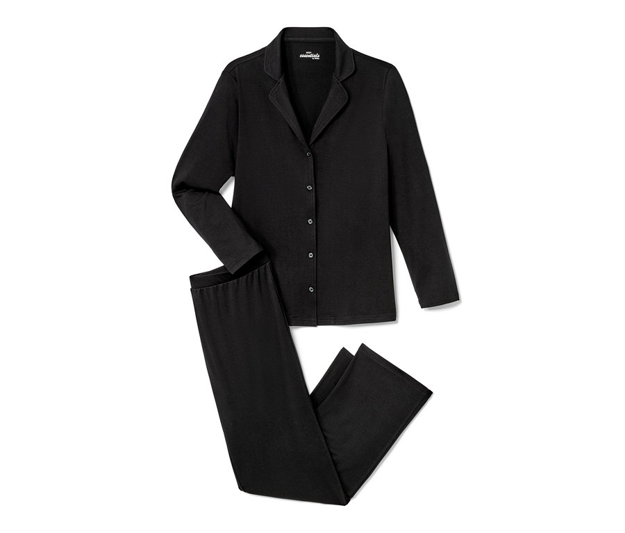 Pyjama noir à manches longues et pantalon.