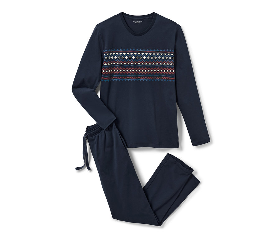 Pyjama bleu marine à manches longues avec motif norvégien.