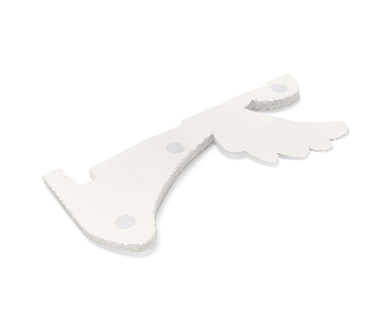 Un grand ange en papier LED allongé sur un fond blanc.