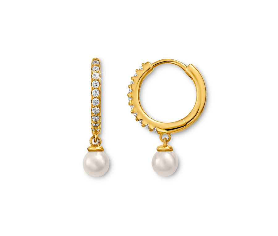 Créoles en argent 925 dorées avec perle de culture.