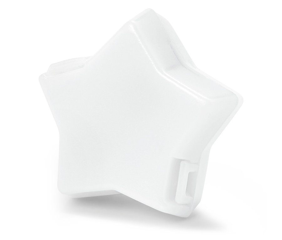 Récipient blanc en forme d'étoile.