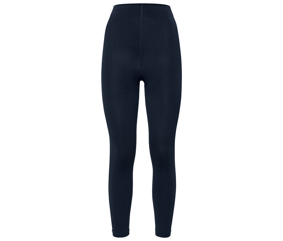Leggings bleu foncé sur fond blanc.