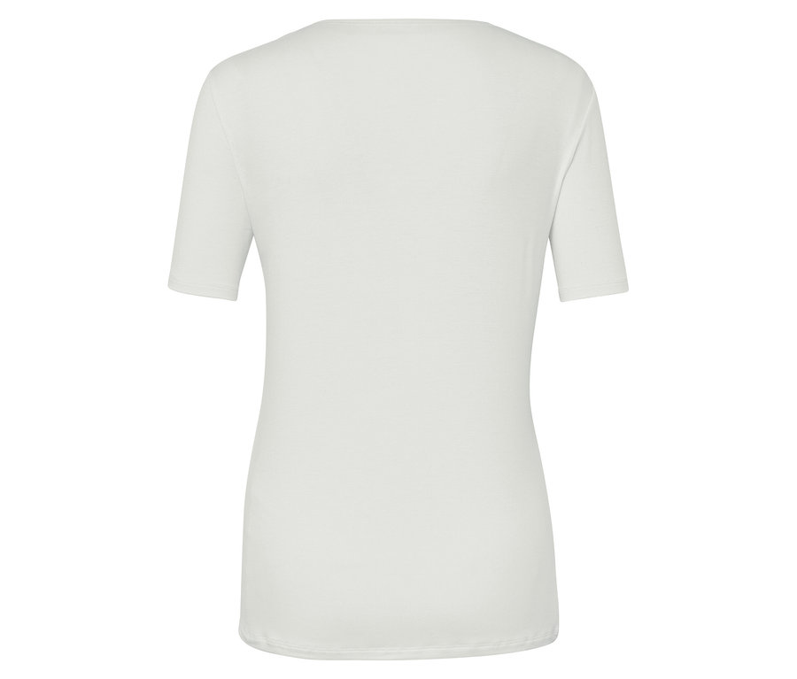 Vue arrière d'un t-shirt blanc à manches courtes.