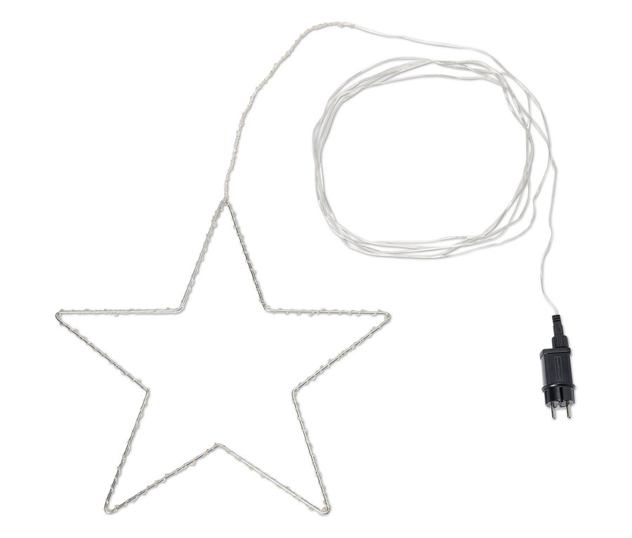 Étoile lumineuse avec câble et prise.