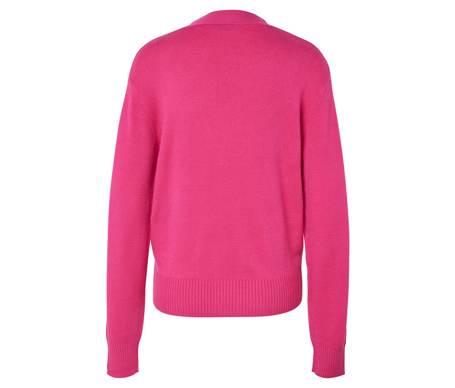 Vue arrière d'un pull rose à manches longues.