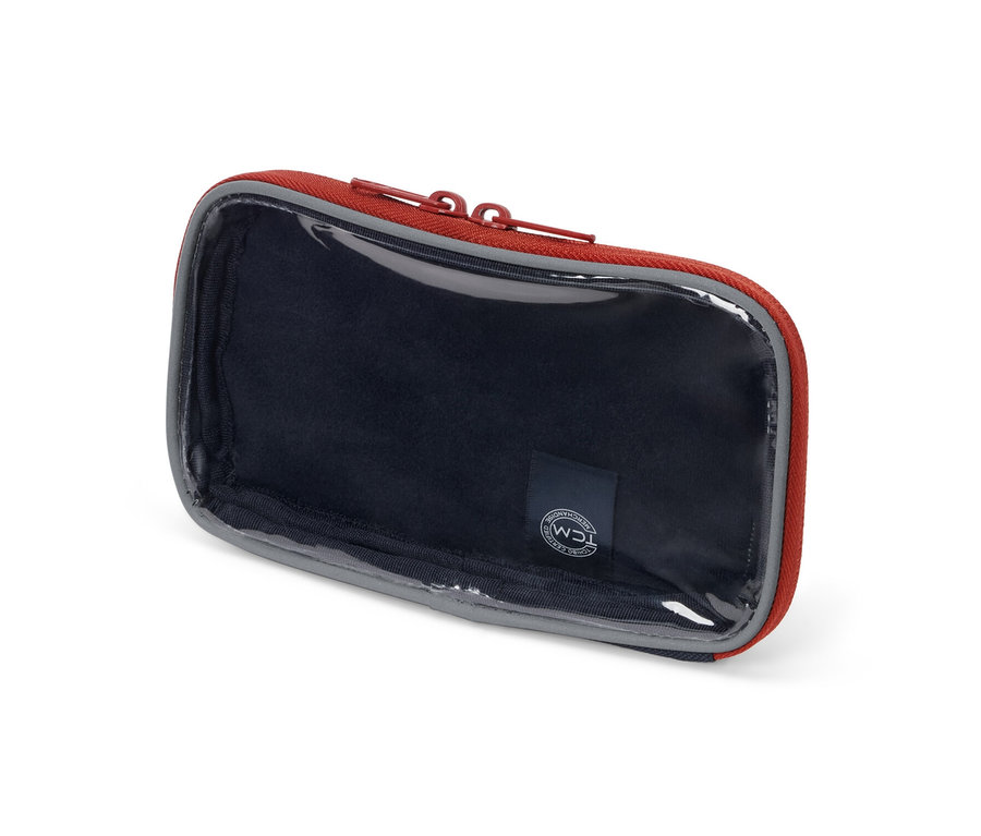 Une pochette multifonction avec fenêtre transparente sur fond blanc.