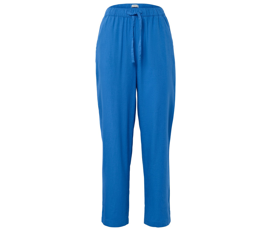 Pantalon bleu avec cordon de serrage.