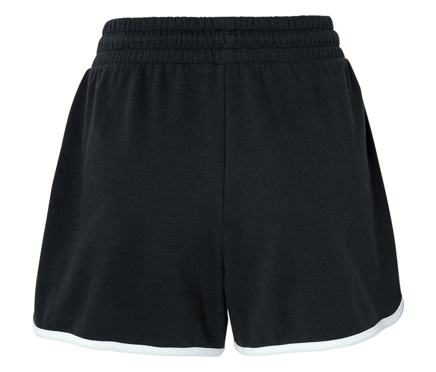Short noir avec ourlet blanc et taille élastique.