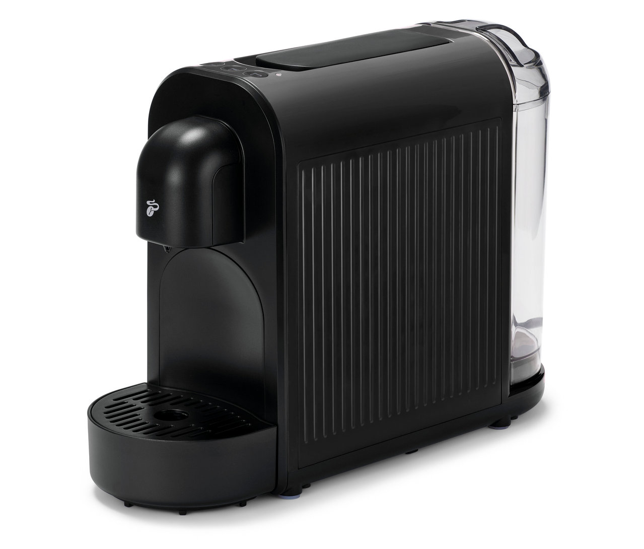 La machine à capsules noire Cafissimo now black est posée sur un fond blanc.